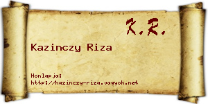 Kazinczy Riza névjegykártya